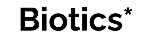 Black 'Biotics' logo on a white background